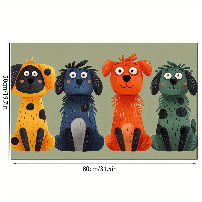 Tapis de nourriture pour chiens coloré cartoon avec un chien, accessoires pour chiens