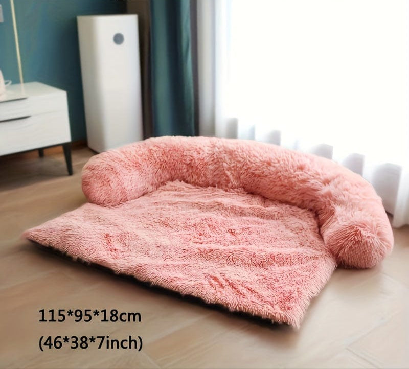Coussin pour chien en peluche rose, parfait pour sofa et comfort du chien