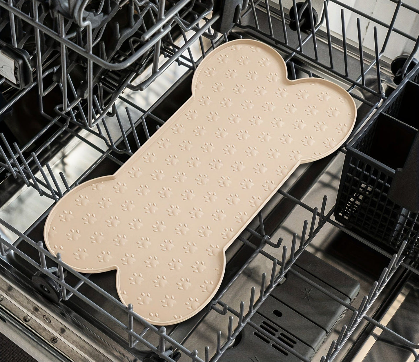 Tapis pour chiens en silicone, drôle avec os et empreintes de pattes, anti-débordement