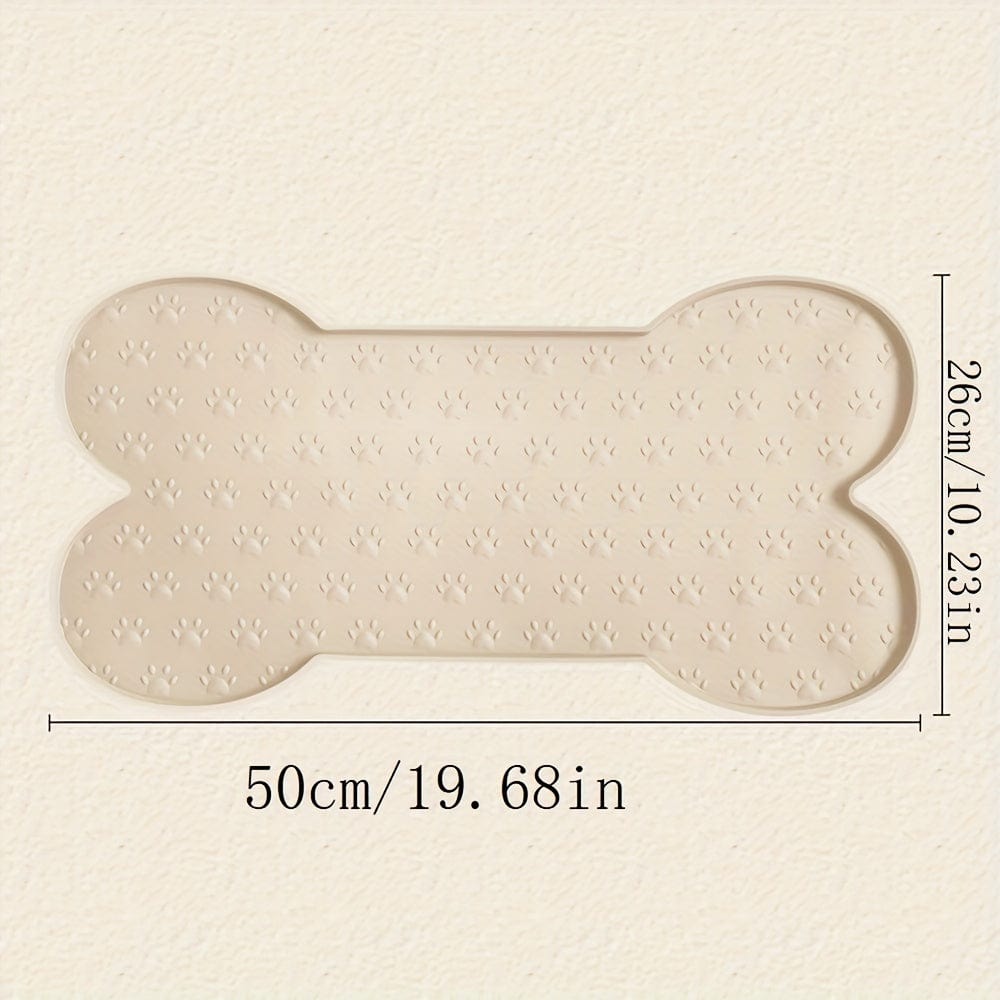 Tapis d’alimentation pour chiens en forme d’os avec empreintes de patte, facile à nettoyer