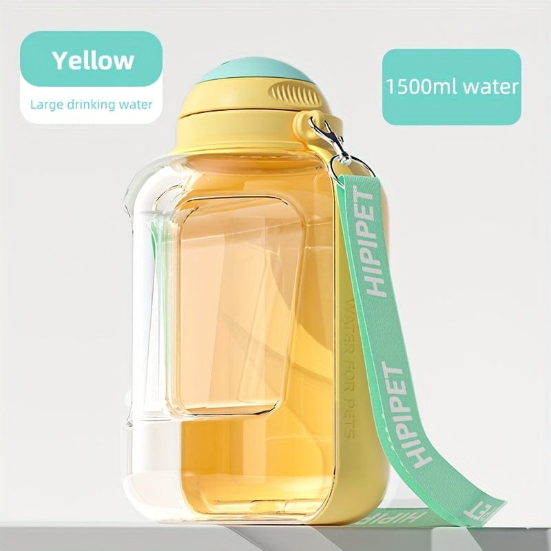 1PC Multi-Purpose Polycarbonate Dog Water Bottle with Integrated Bowl 1000ml Water & 300ml Food Capacity Retractable