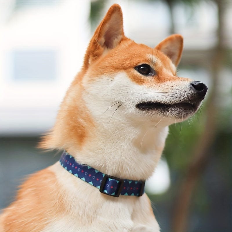 Adjustable Floral Print Dog Collar - Durable Polyester Comfort Fit for Small to Large Breeds