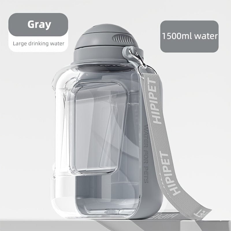 1PC Multi-Purpose Polycarbonate Dog Water Bottle with Integrated Bowl 1000ml Water & 300ml Food Capacity Retractable