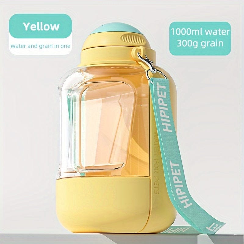 1PC Multi-Purpose Polycarbonate Dog Water Bottle with Integrated Bowl 1000ml Water & 300ml Food Capacity Retractable
