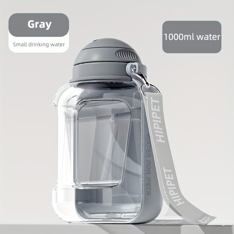 1PC Multi-Purpose Polycarbonate Dog Water Bottle with Integrated Bowl 1000ml Water & 300ml Food Capacity Retractable
