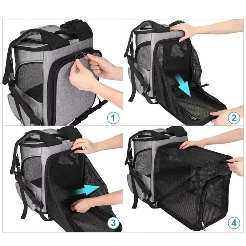 Breathable Pet Cat Carrier Backpack Foldable Pet Carrier Transport Travel Bag Expandable Large Capacity Creative for