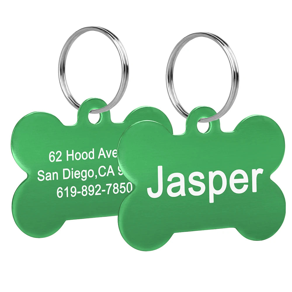 Médaille pour chien gravée – forme os personnalisée (3 tailles + couleurs)