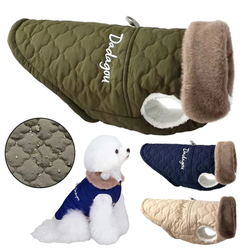 CDDMPET Waterproof Fur Collar Dog Jacket Winter Warm Fleece Dog Clothes for Small Dogs Puppy Pet Vest Chihuahua Yorkie