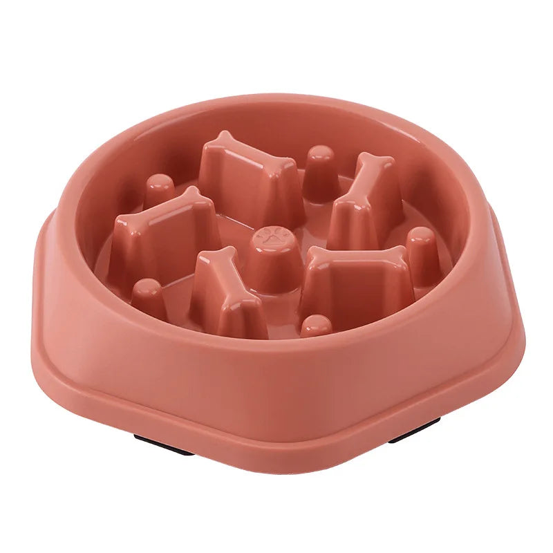 Gamelle anti glouton pour chien ronde à motifs os