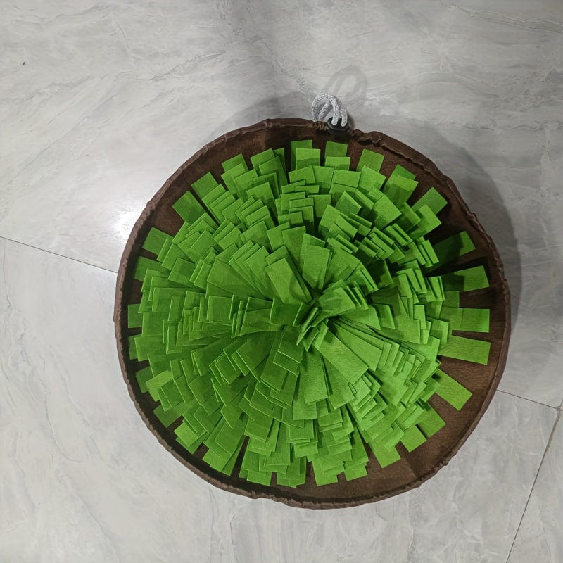 Round brown and green snuffle mat for dogs, accessoires pour chiens, stimulateur mental