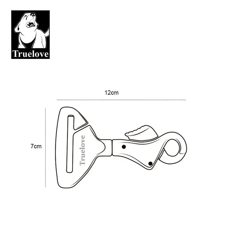 Crochet d’attache ceinture de sécurité Truelove pour chien en alliage d’aluminium, 12cm x 7cm