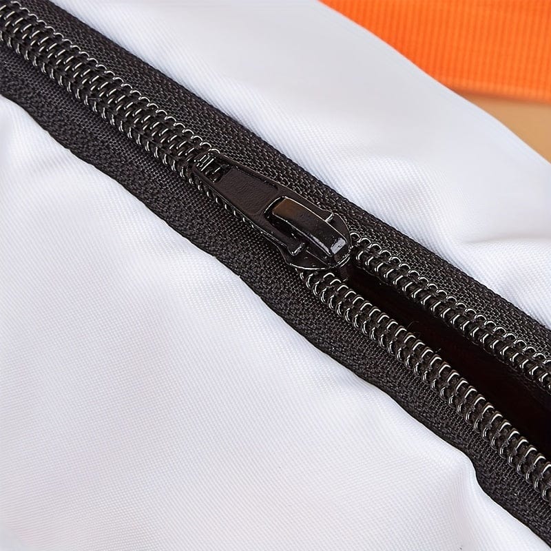 Zipper noir sur tissu blanc du sac pour chiens, parfait pour accessoires pour chien
