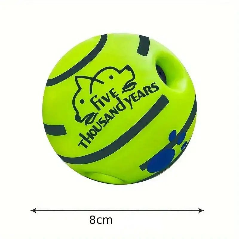 Balle sonore résistante pour chien verte avec trou, jouet couineur résistant pour chien