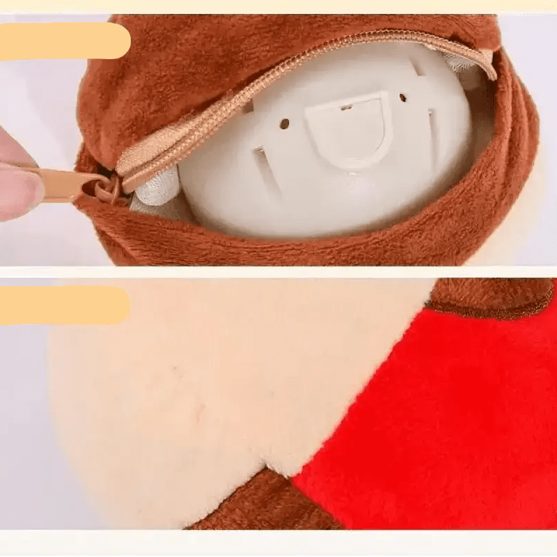 Image d’une peluche douce avec fermeture éclair arrière, idéal comme jouet boule roulante musicale pour chien rechargeable