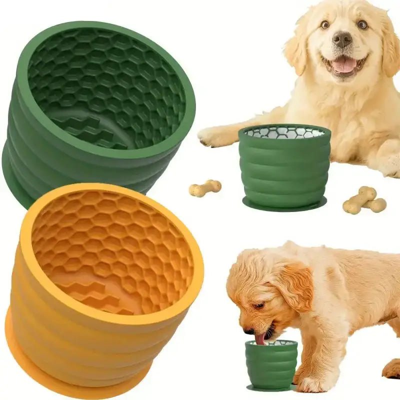 Bol de léchage pour chien antidérapant avec motif nid d abeilles en silicone