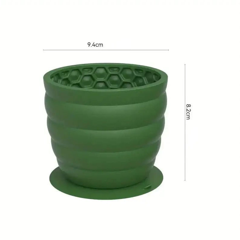 Bol de léchage pour chien antidérapant avec motif en nid d’abeilles vert, tapis silicone inclus