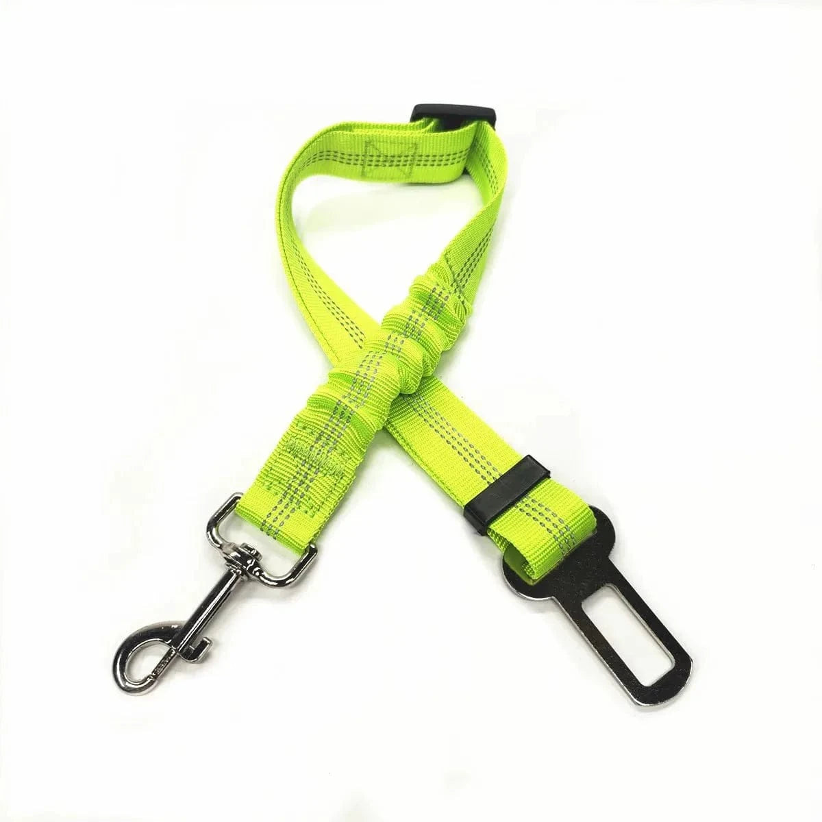 Ceinture de sécurité réglable pour chiens avec tether jaune néon, confort optimal et sécurité optimale
