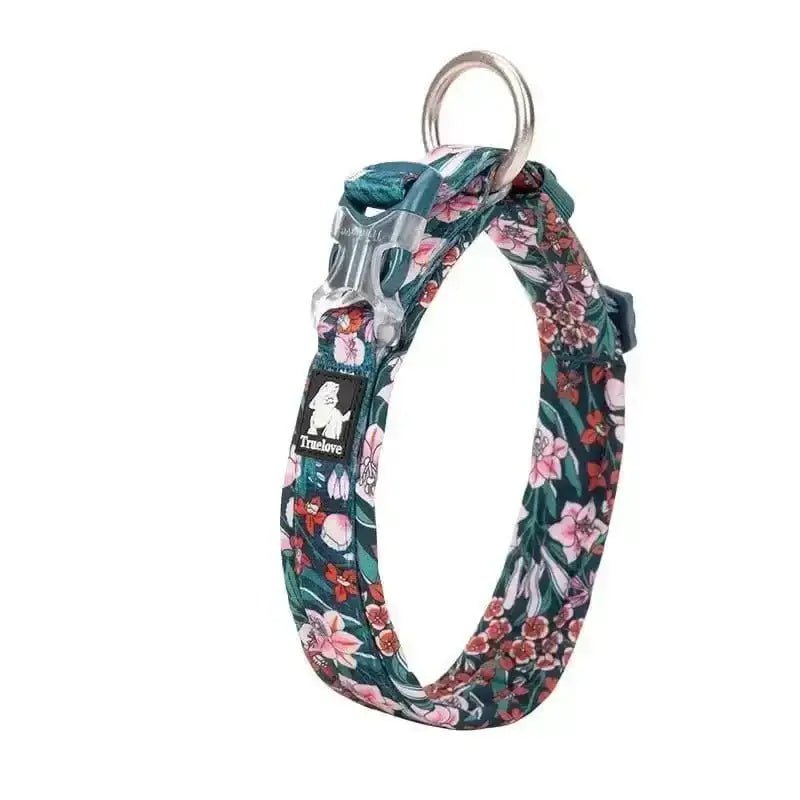 Collier pour chien camouflage Truelove avec motif floral, boucle plastique et D-ring métallique