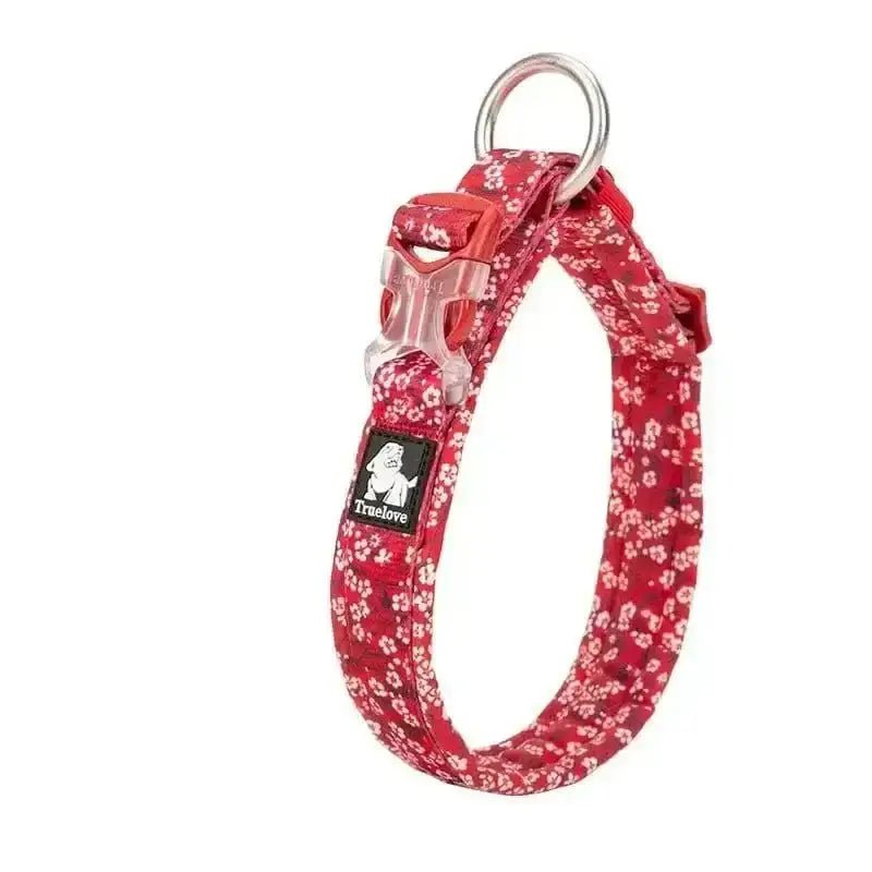 Collier pour chien Truelove motif floral rouge, léger, ajustable, en coton