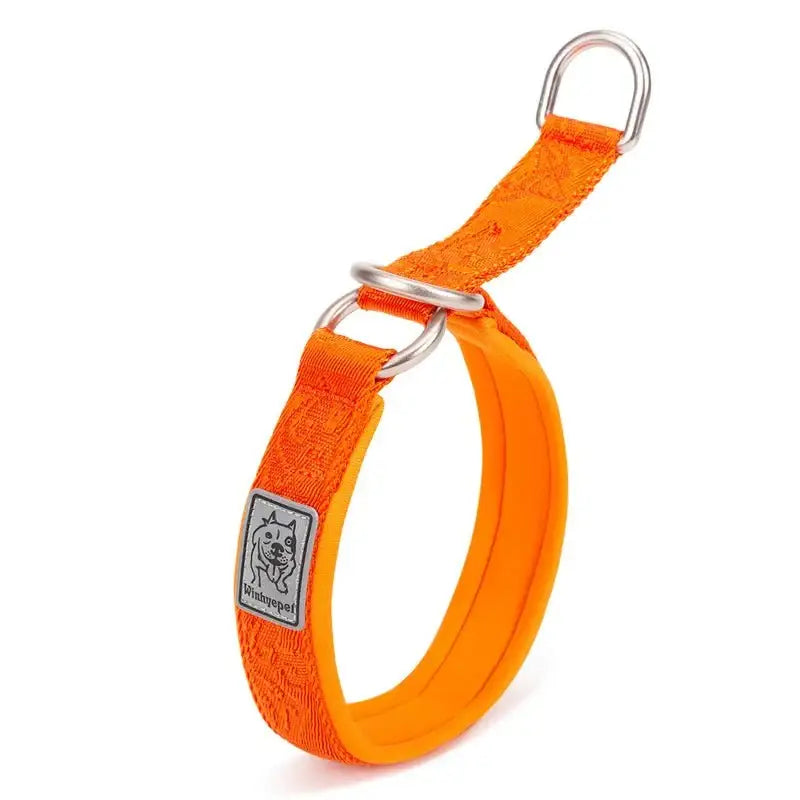 Collier pour chien en néoprène SBR orange avec boucle en alliage d’aluminium et coutures réfléchissantes