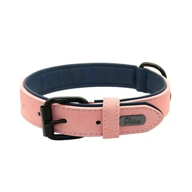Collier en cuir imperméable pour chien rose, facile à nettoyer, collier de promenade