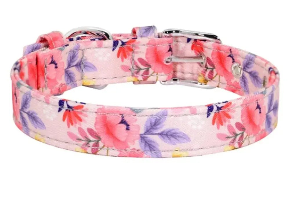 Collier floral imprimé coloré en nylon - Rose - XS