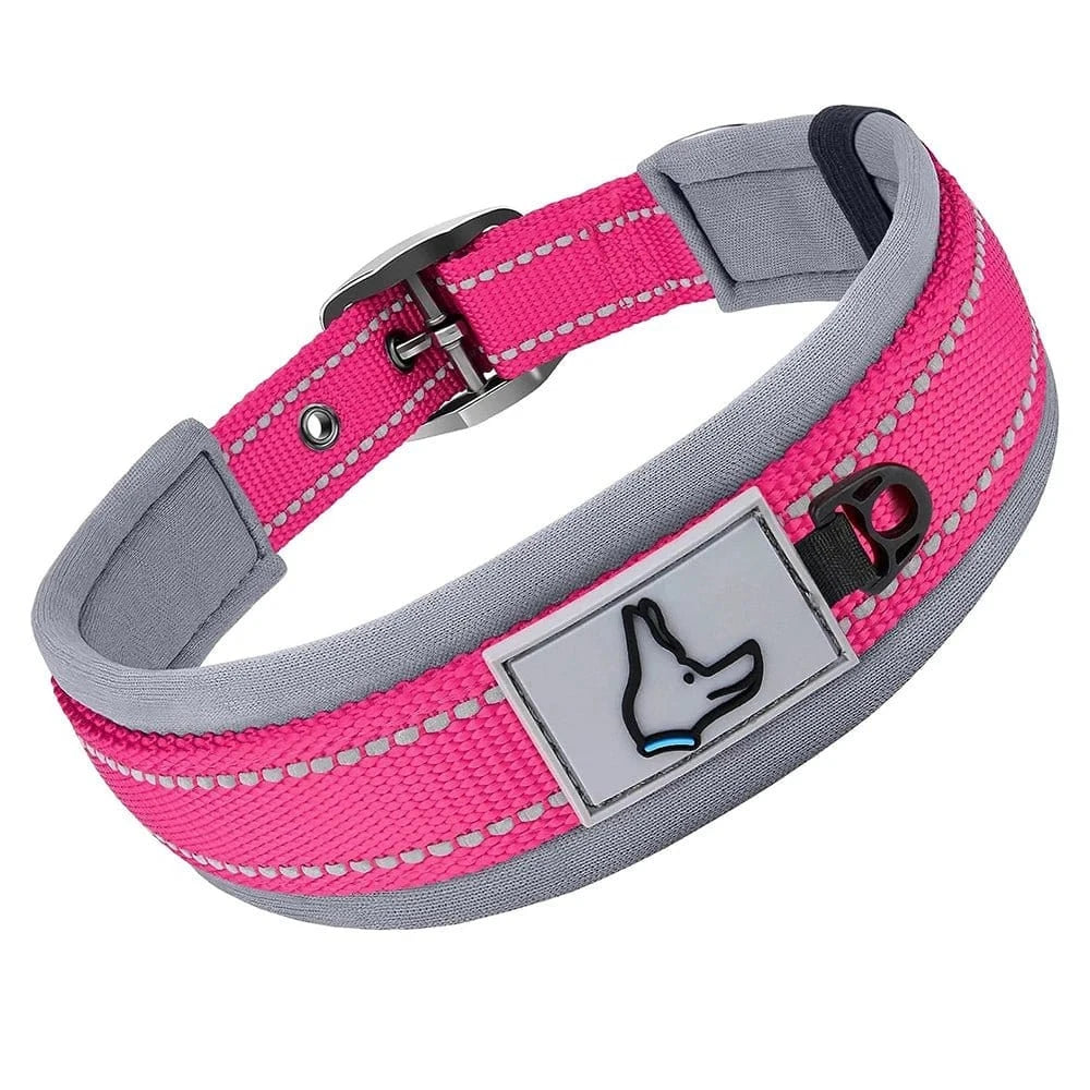 Collier réfléchissant en nylon - Rose, rouge - S