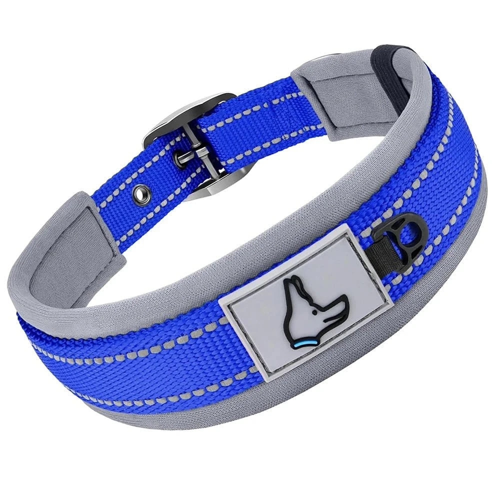 Collier réfléchissant en nylon - Bleu - S
