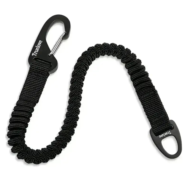 Laisse enroulable noire avec carabiner, extension truelove amortissante pour chien randonnée