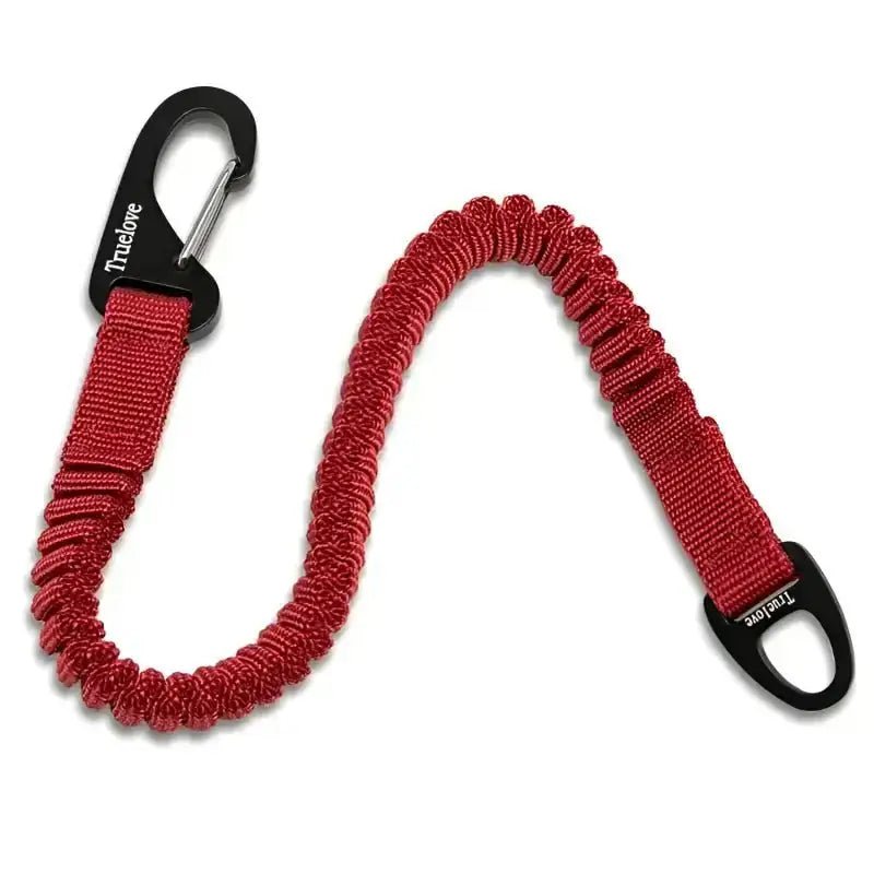 Laisse chien rouge enroulée avec clips métalliques, extension truelove amortissante pour laisse chien