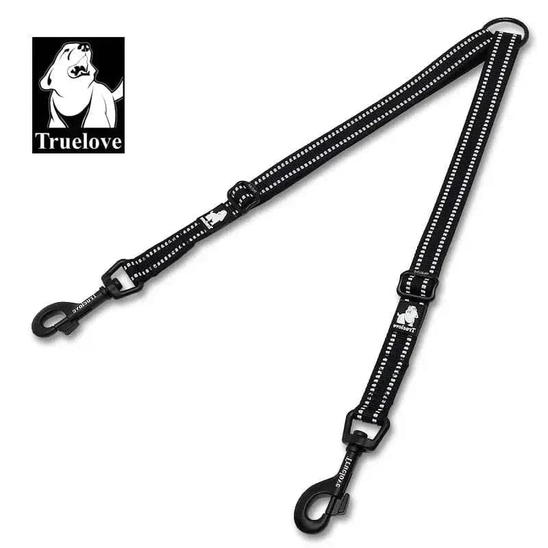 Leash coupler noir en nylon avec joint torique pour chien, bandes réfléchissantes