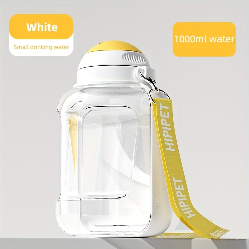 1PC Multi-Purpose Polycarbonate Dog Water Bottle with Integrated Bowl 1000ml Water & 300ml Food Capacity Retractable