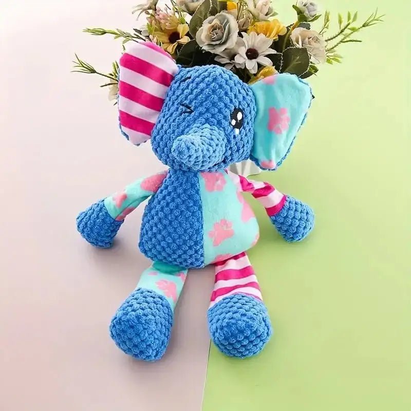 Doudou en peluche sonore pour chien, peluche en forme d’éléphant bleu pour petit chien
