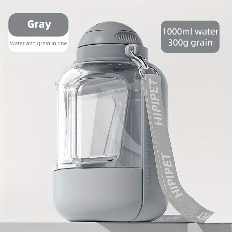 1PC Multi-Purpose Polycarbonate Dog Water Bottle with Integrated Bowl 1000ml Water & 300ml Food Capacity Retractable