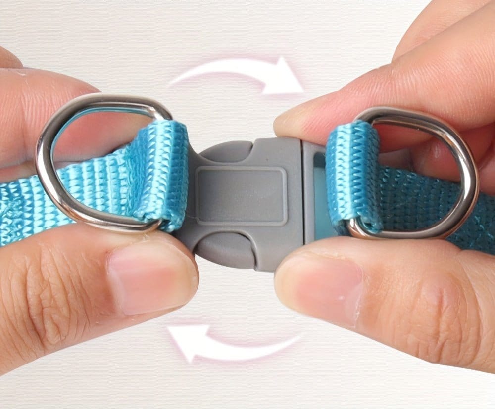 Collier bleu pour chien moyenne taille avec boucle grise, harnais réfléchissant petite à moyenne
