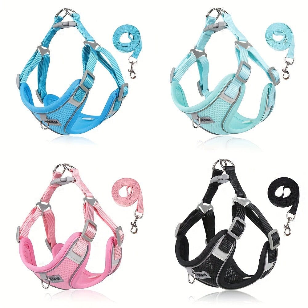 Quatre harnais réfléchissants moyenne taille pour chiens petite à moyenne avec la laisse Ensemble Laisse et Harnais Respirant