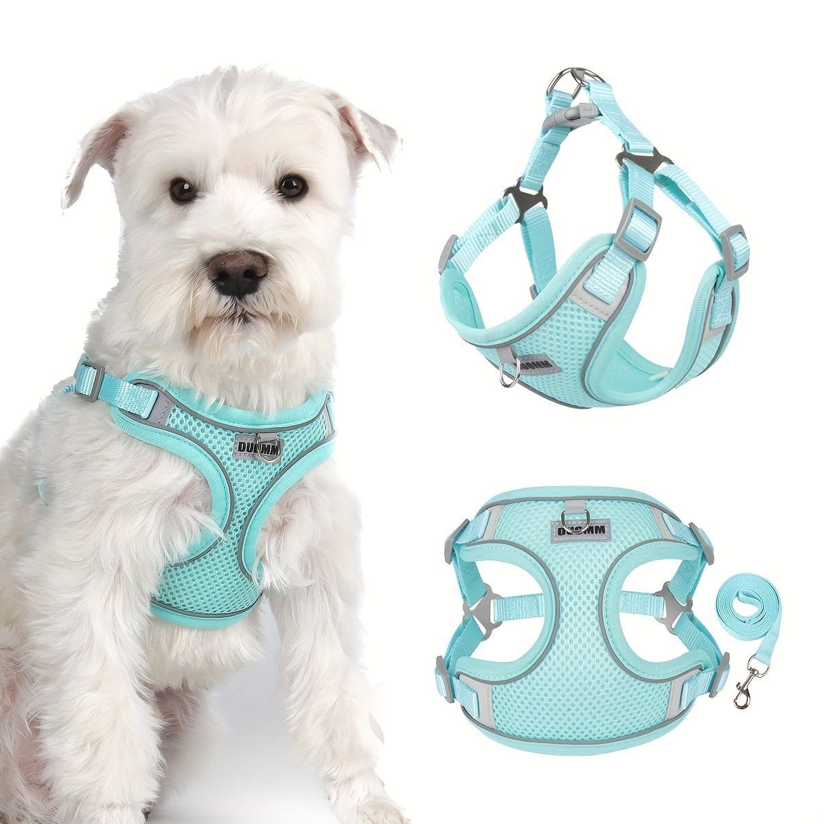 Harnais réfléchissant léger bleu pour petite à moyenne taille de chien en tissu respirant