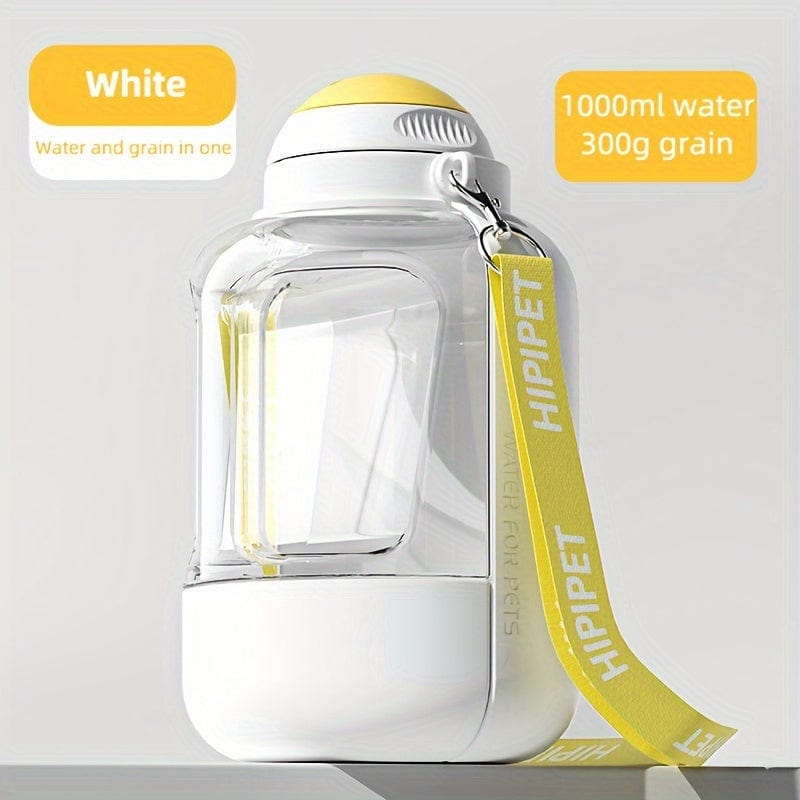 1PC Multi-Purpose Polycarbonate Dog Water Bottle with Integrated Bowl 1000ml Water & 300ml Food Capacity Retractable