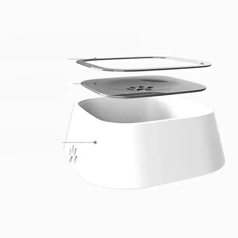 Vue éclatée de la gamelle anti-éclaboussures pour chien avec insert en acier inoxydable