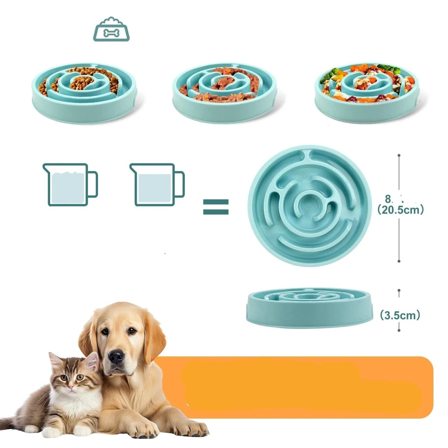 Alt texte : Gamelle d’Alimentation Lente Bleue avec vitesse d’alimentation et facile à nettoyer