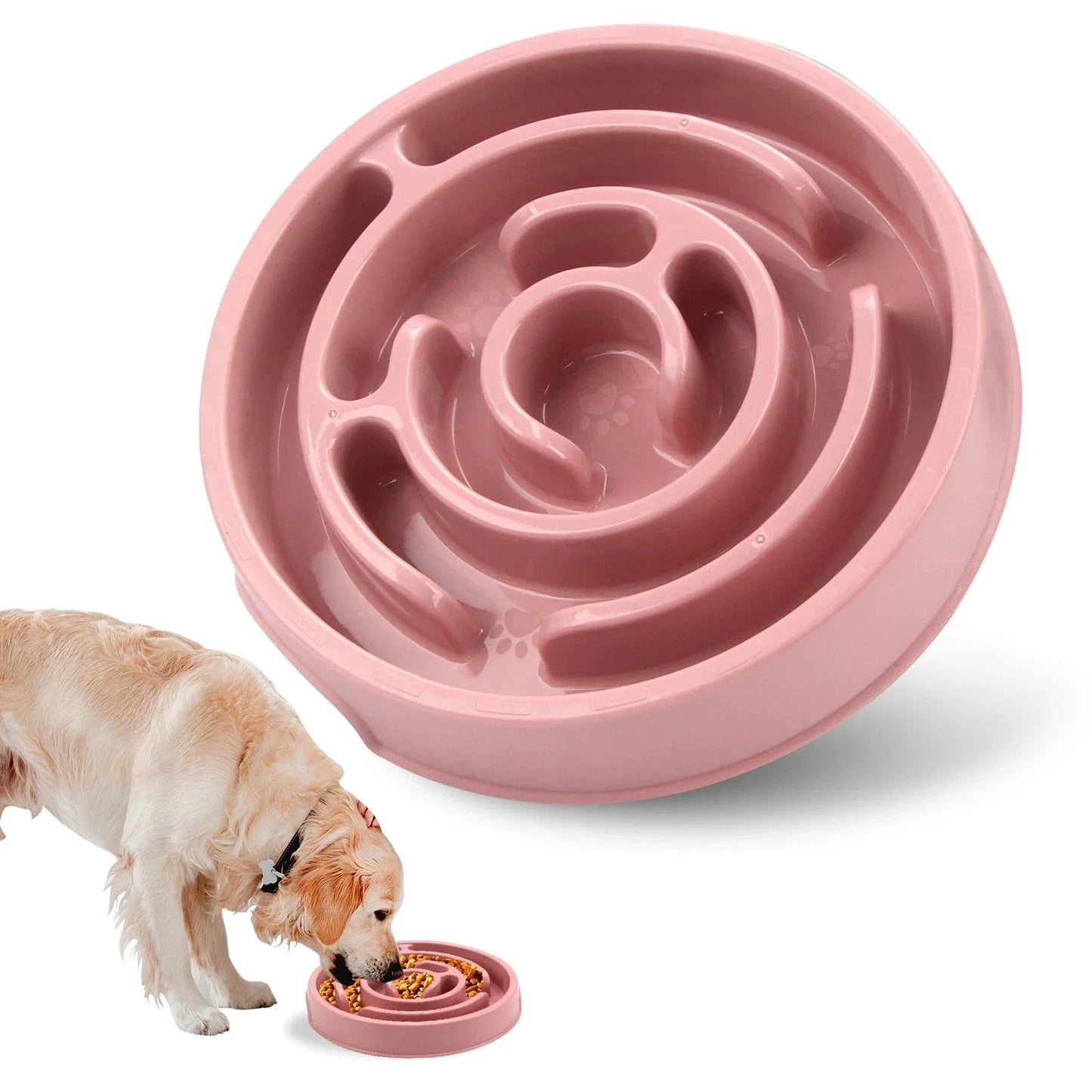 Gamelle d’alimentation lente rose, facile à nettoyer, aide à la vitesse d’alimentation