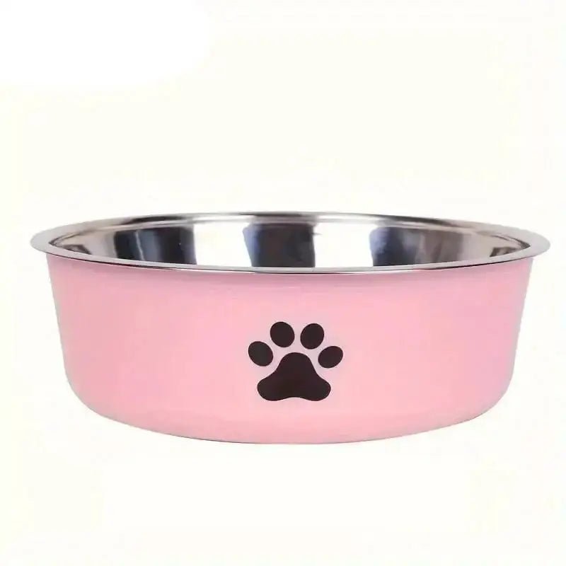 Alt text : Gamelle en inox pour chien avec logo patte décorative et design antidérapant