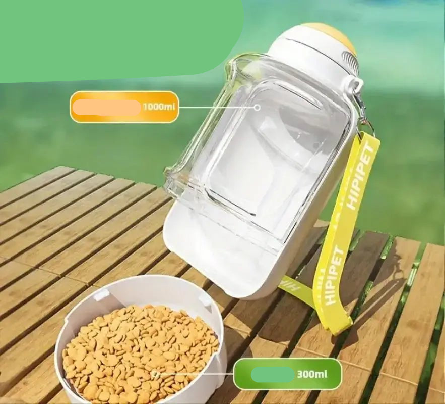 Gourde pour chien 2 en 1 bouteille de voyage avec compartiment croquettes et eau