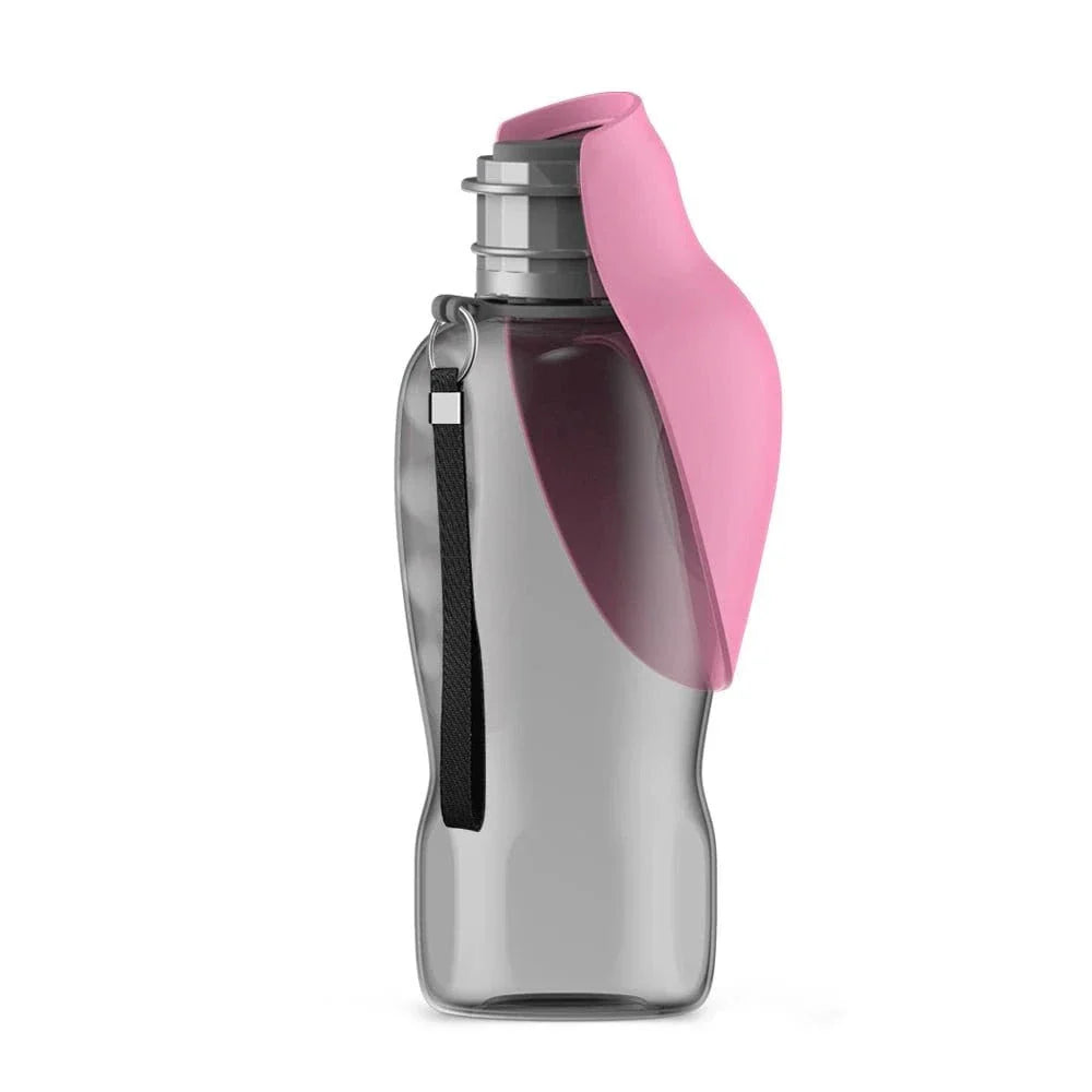 Bouteille d’eau portable avec bol rose, idéale pour vos randos et balades