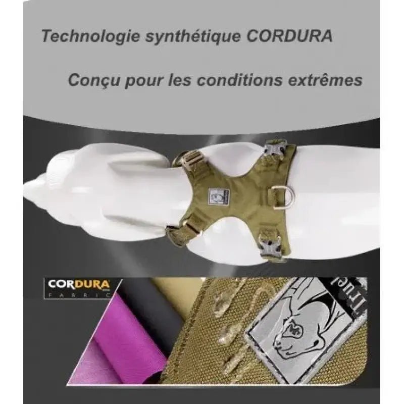 Harnais chien anti traction Colorado Plus Truelove imperméable en Cordura durable olive verte