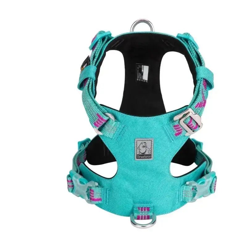 Harnais chien anti traction Truelove Colorado Plus imperméable avec harnais teal et accents roses