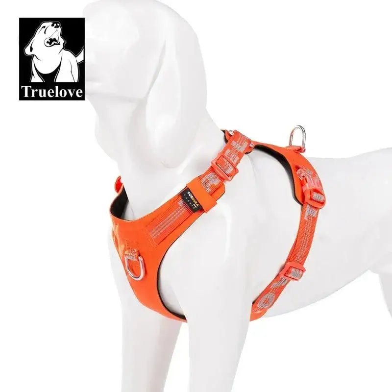 Harnais chien anti traction Truelove Colorado Plus orange avec bandes réfléchissantes