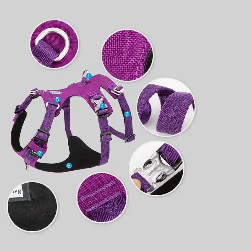 Harnais chien anti traction avec design double, boucles duraflex, tissu Cordura, Winhyepet YH1807