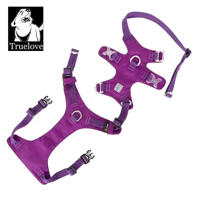 Harnais chien anti traction violet avec design double, boucles duraflex et tissu Cordura