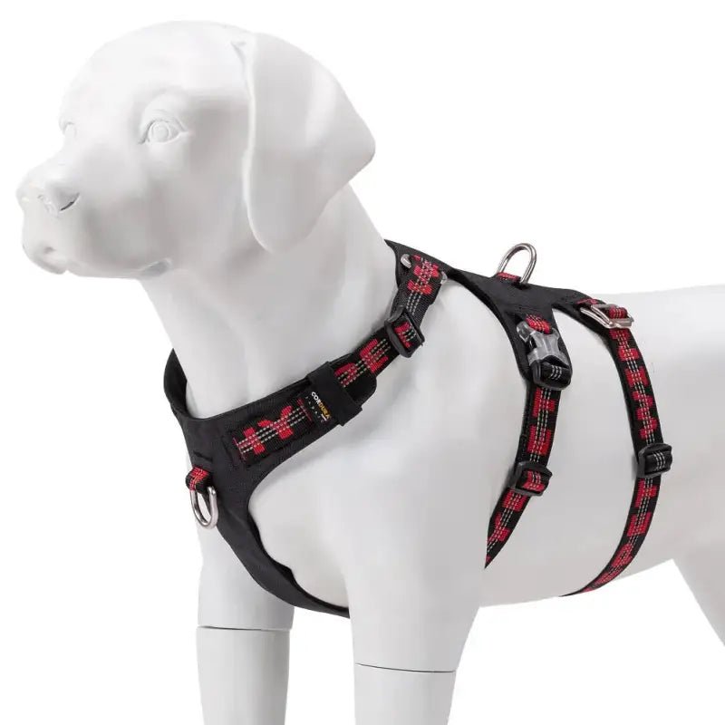 Harnais pour chien anti traction Winhyepet Redrock en tissu Cordura à carreaux noir et rouge